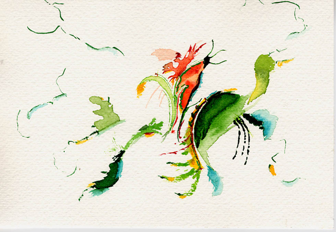 Kirsten K&ouml;tter: Indische Aquarelle, Aquarell, 12 &times; 17 cm (Ausschnitt, Detail)