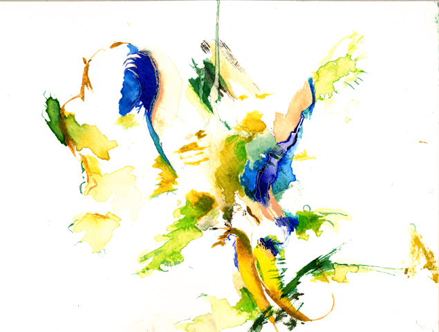 Kirsten K&ouml;tter: Site-specific painting, Malerei vor Ort, 2003, Aquarell, 18 &times; 24 cm