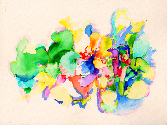 Kirsten K&ouml;tter: Site-specific painting, Malerei vor Ort, Escheberg, August 2005, Aquarell, 17,5 &times; 23,5 cm