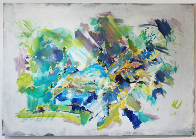 Kirsten K&ouml;tter: Site-specific Painting, Herbst 2013, See im Taunus, bei Berg Hopfenstein, zwischen Wingsbach, Orlen und Wehen (Taunusstein), 100 x 150 cm, 50.16769° N / 8.169147° O