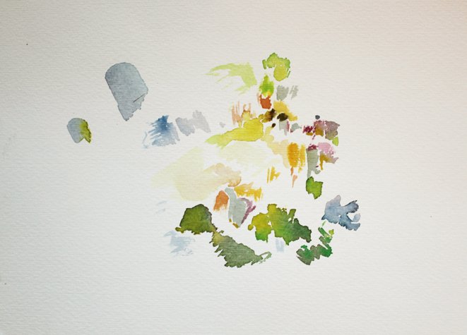 Kirsten K&ouml;tter: Eissporthalle  (Ausschnitt), Site-specific painting,  Sonntag, 12.01.2014, 9.30, Halle der Eissporthalle Frankfurt am Main, 50.125661° N / 8.724495 ° O, Aquarell, 17 x 24 cm