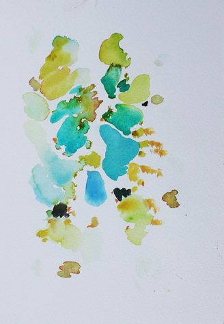 Kirsten K&ouml;tter: Site-specific painting, K&ouml;rnerpark, 102.03.2014, gegen 15.00, 52° N / 13° O, Aquarell, 17 x 12 cm