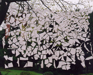 Kirsten K&ouml;tter: 'Tarnnetz' als Projektionsfl&auml;che, Ansicht bei Tag