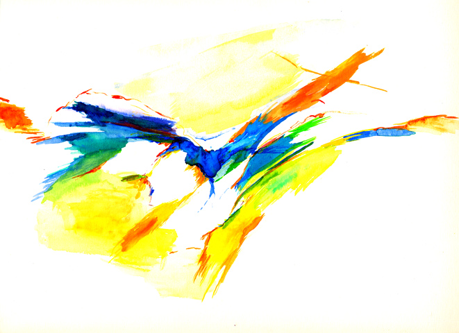 Kirsten K&ouml;tter: Site-specific painting, Malerei vor Ort, um 1991, Aquarell, 24 &times; 34 cm