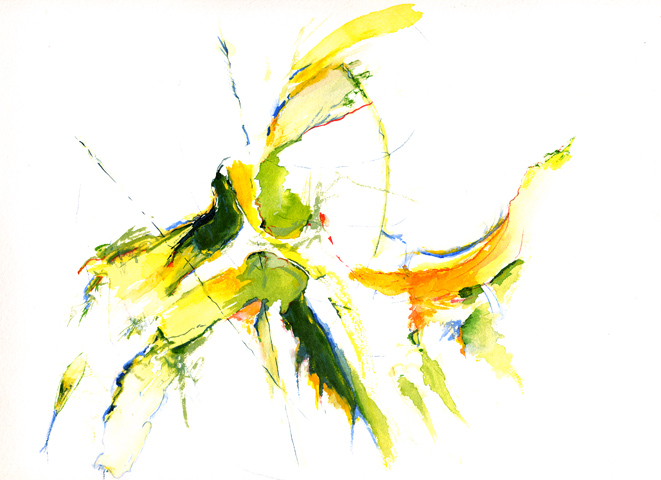 Kirsten K&ouml;tter: Site-specific painting, Malerei vor Ort, 1994, Aquarell, 24 &times; 32 cm