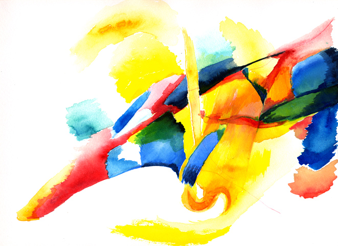 Kirsten K&ouml;tter: Site-specific painting, Malerei vor Ort, um 1995, Aquarell, 24 &times; 32 cm