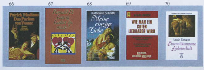 Kirsten K&ouml;tter: 'Liebst du mich?', Buch, 19 Seiten mit 100 Buchcovern, Audiovisuelle Performance mit Franz Klee und Christoph Kolb ('Dein Hackfleisch'), 1997