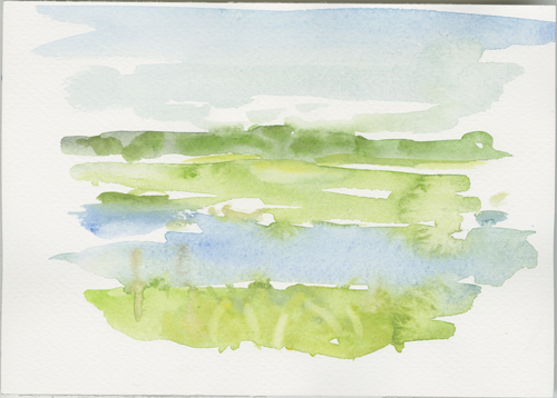 2015-07-11_52-580097_14-747973_warthe-skizze-2, Wartha Mouth, Poland, 
  sketch, 17 × 24 cm (Kirsten Kötter)