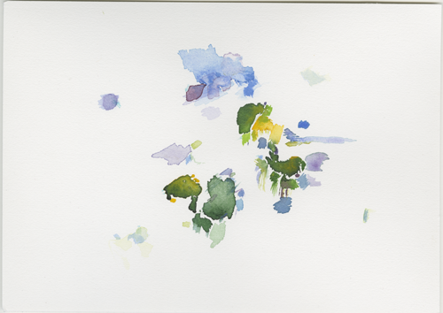 2018-04-20_fischteich-voegel-morgen, watercolour, 17 &times; 24 cm (Kirsten Kötter)