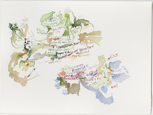 2018-05-04_rp_10-00-richard-gutjahr_shitstorm-st1_11-15-lars-zimmermann-hack-city-st4, re:publica 18, watercolour,
  24 × 32 cm (Kirsten Kötter)