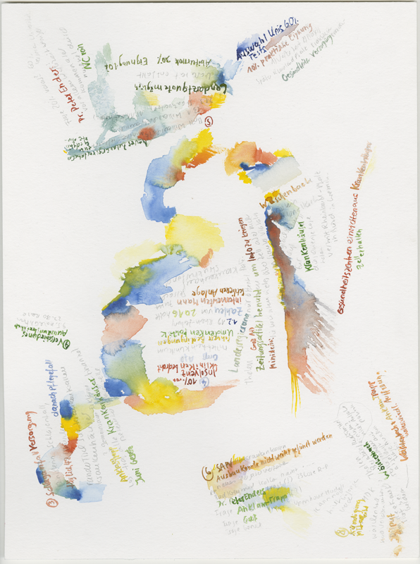 2019-03-07_ausschuss-gesundheit, committee on health, 
  house of representatives Mainz, 
  watercolour, 40 × 30 cm (Kirsten Kötter)